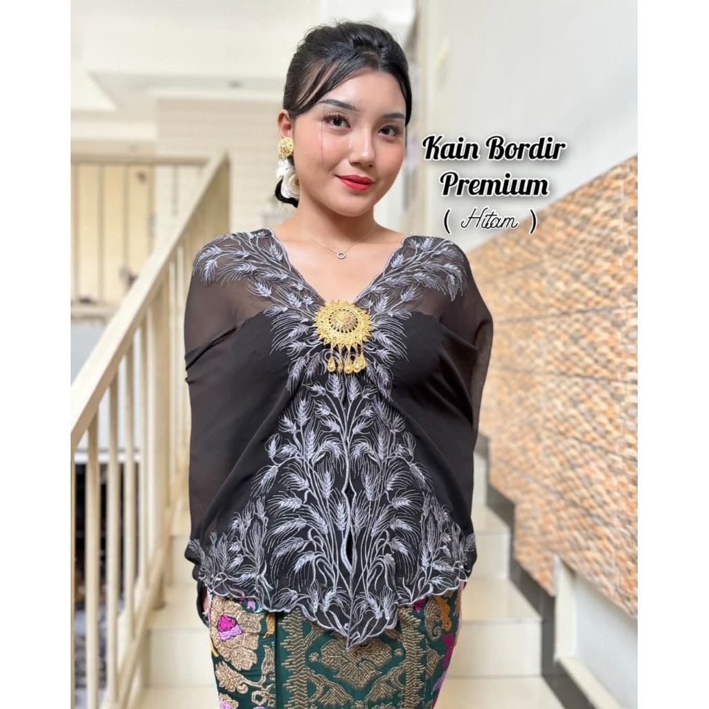 KAIN KEBAYA SUTRA CREPE BORDIR MOTIF DAUN // KEBAYA SIFON BALI