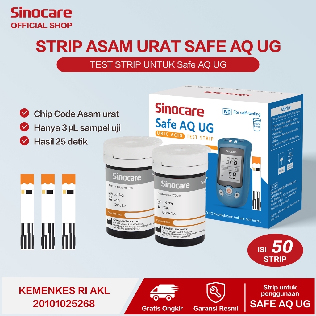 Strip safe accu sinocare Asam urat