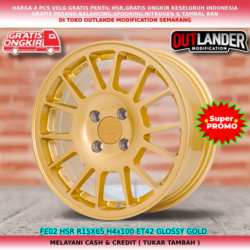 VELG RACING RING 15 WARNA GOLD UNTUK MOBIL BRIO YARIS JAZZ AGYA CALYA DLL HSR FE02 RING15