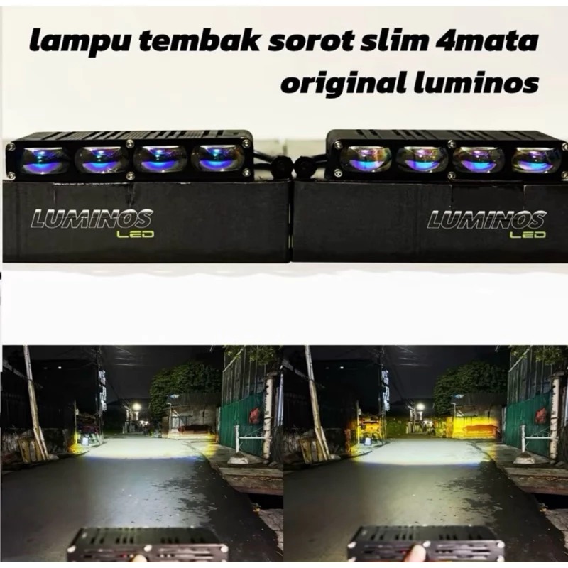 Lampu tembak sorot slim/grill mobil 4mata 100 watt original Luminos LED Waterproof