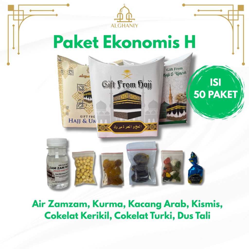 

G&C Paket 50pcs Oleh-oleh Haji dan Umroh / Paket Ekonomis Oleh-oleh Haji dan Umroh Lengkap