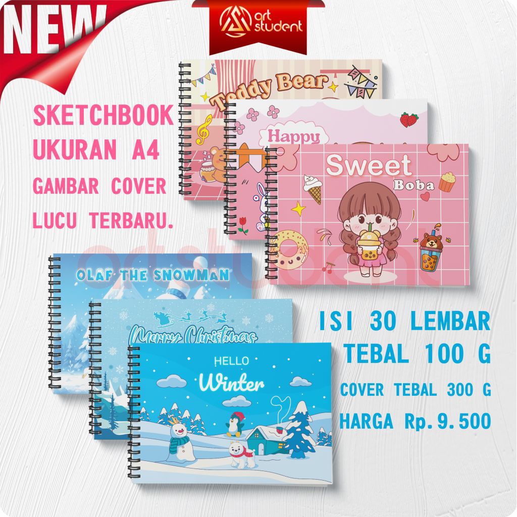 

Buku Gambar Anak A4 motif lucu 60 Halaman / 30 Lembar Sketchbook A4 Ring Spiral Kertas tebal 100g