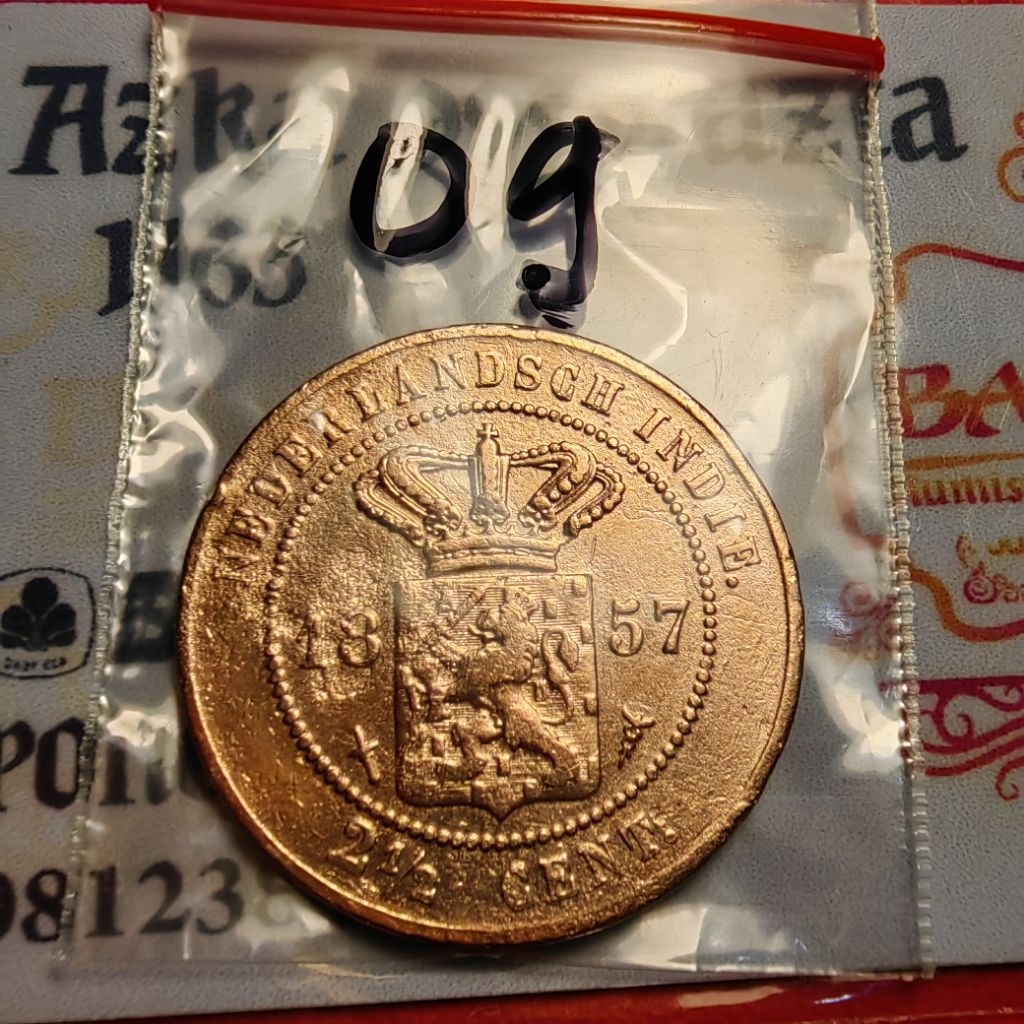 2,5 sen benggol tahun 1857 utuh sesuai foto no 09