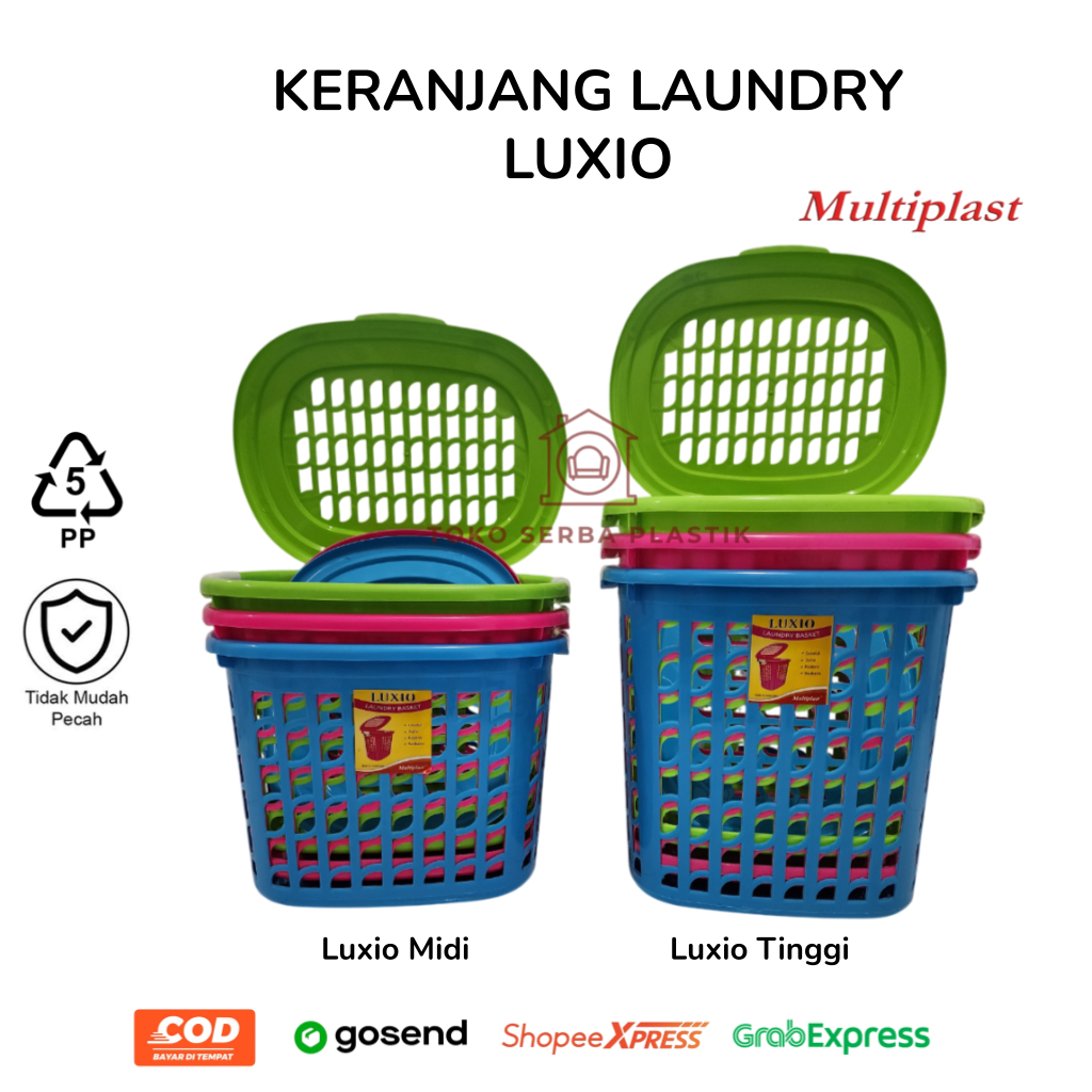 GOJEK / GRAB - Keranjang Laundry Luxio Serbaguna / Keranjang Baju Kotor Pakaian Plastik