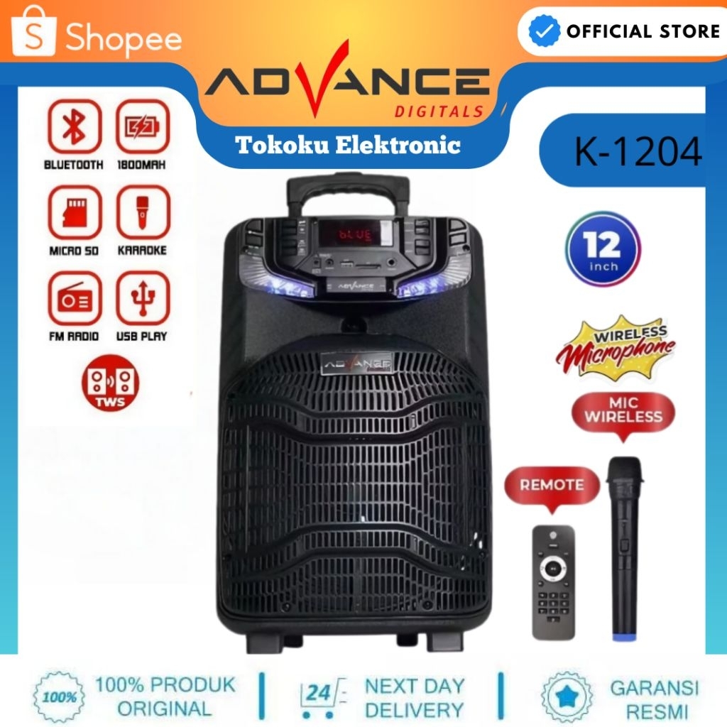 Advance Speaker K1204 Meeting Bluetooth Portable Plus Mic Wireless Karaoke