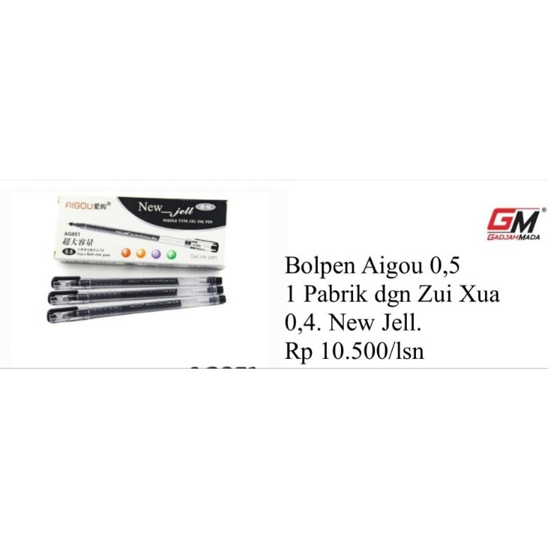 

Ready Bolpen AIGOU New Gell Xui Zua 4 mm isi 12 pcs