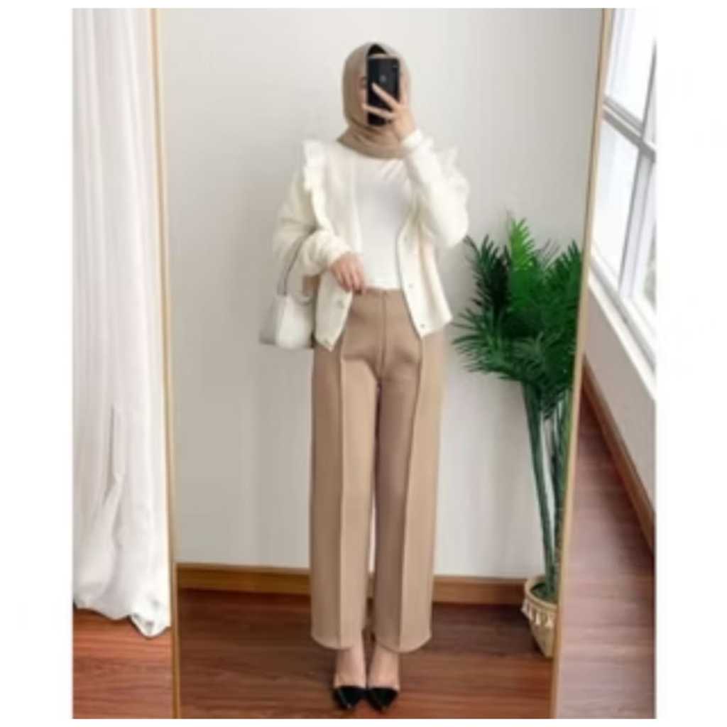 BIGG PROMO Kulot Scuba Zipper Premium Celana Scuba Zipper Resleting Depan Kulot Ootd Kekinian