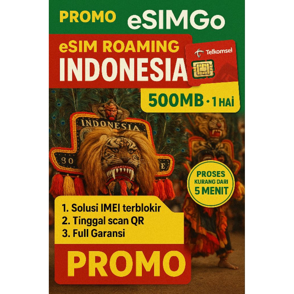 eSIM Roaming Telkomsel INDO (500MB - 1Hari)