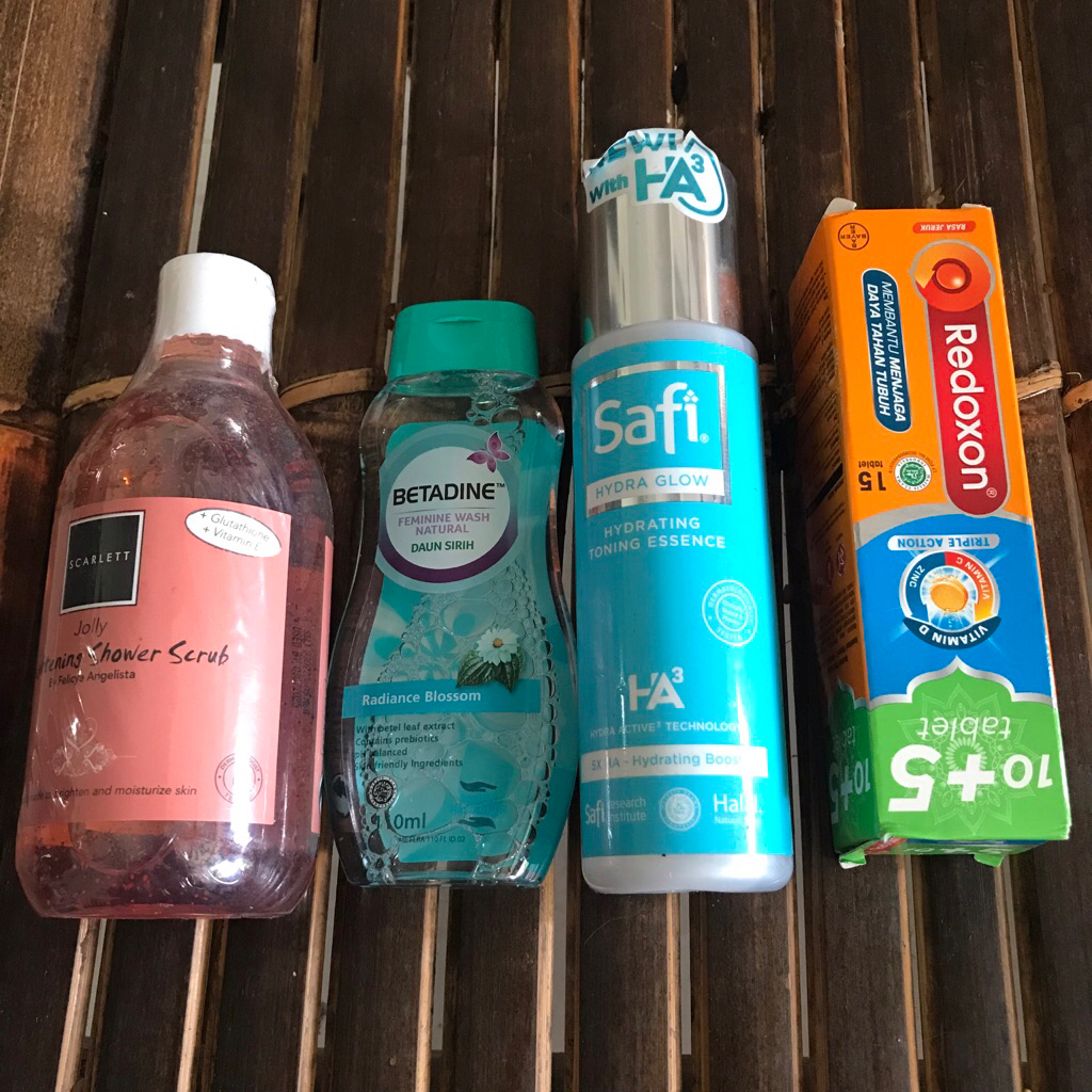 PRELOVED SKINCARE BODY SCARLETT JOLLY BETADINE FEMINIME WASH SAFI HYDRA GLOW REDOXON