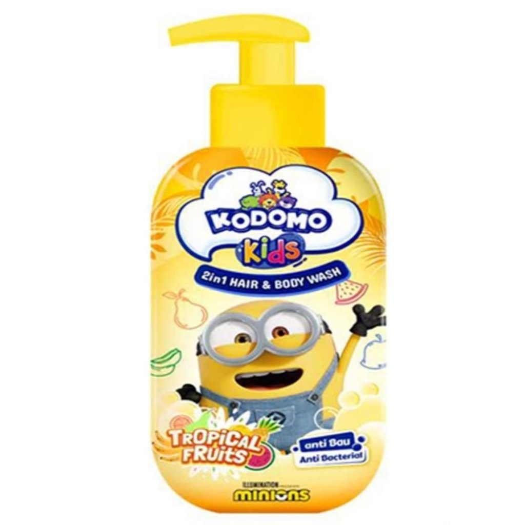 KODOMO KIDS MINION KUNING 2 in 1 Sabun + Shampo Mandi Anak Tropical Fruits 300ml