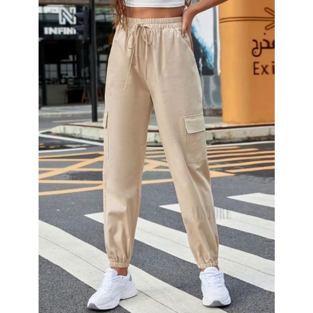 KODE S1N GarasiMedanCelana Cargo Jogger Pants HighwaistCargo Pants Casual Korean StyleCelana Joger P