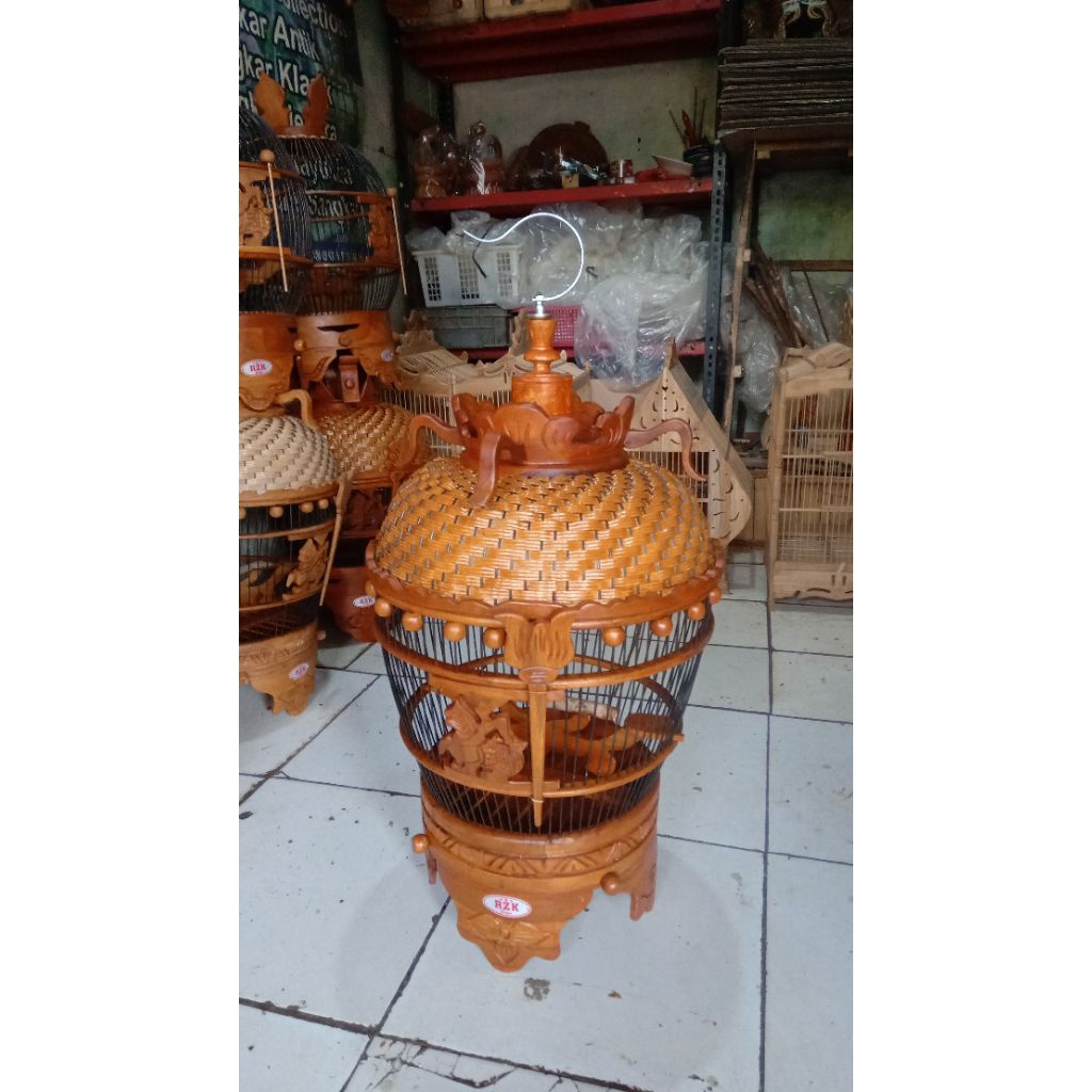 kandang burung/sangkar perkutut antik bhn jati gratis cepuk karpet