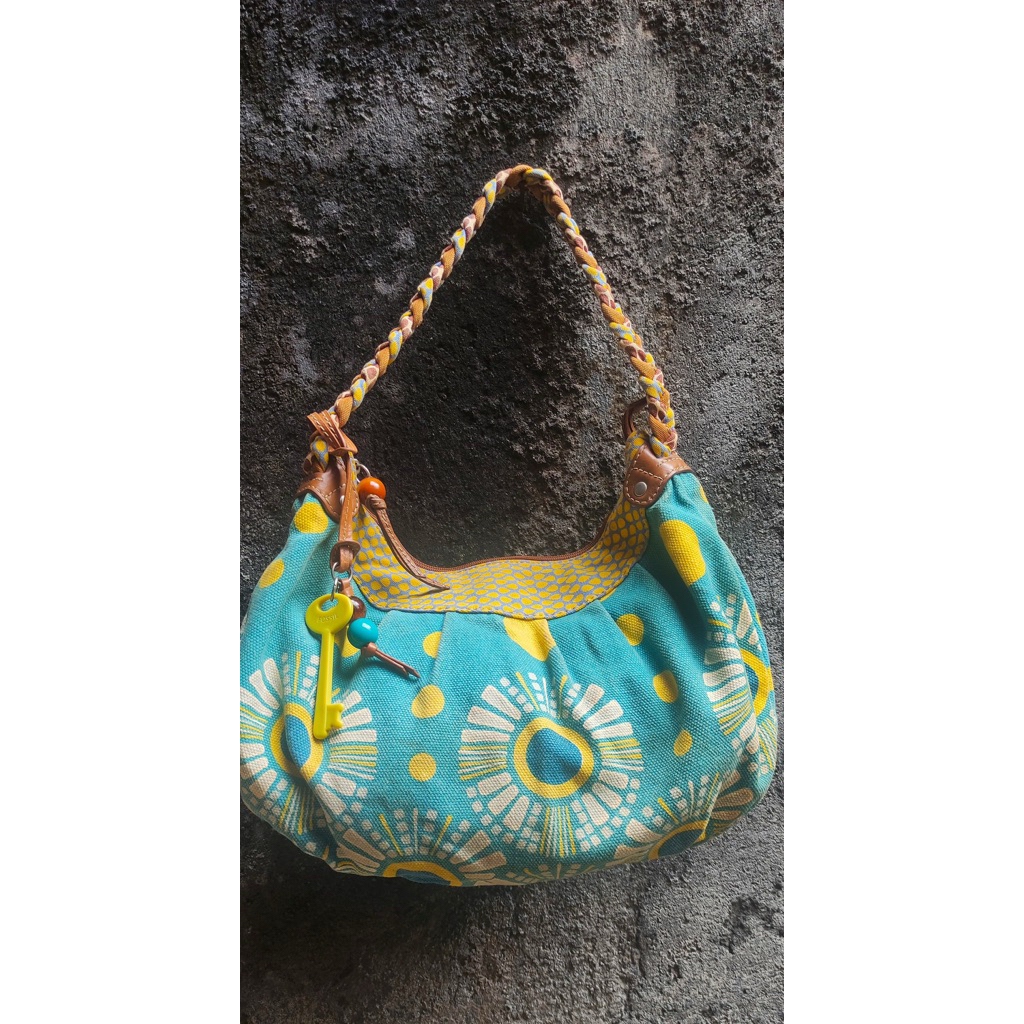 Preloved Tas Fossil Canvas Authentic