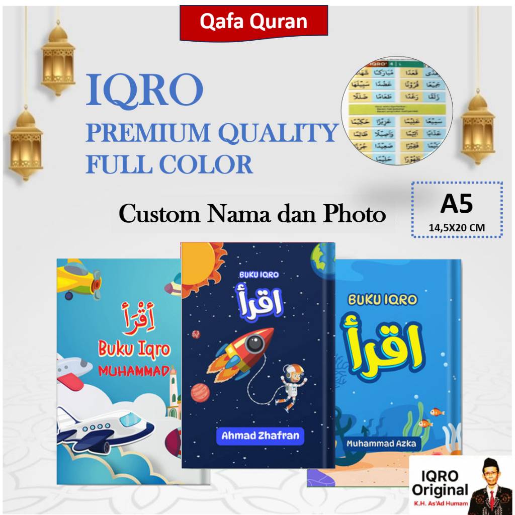 Iqro Custom Nama dan Foto Eksklusif Full Warna Hardcover Iqro / Iqro Anak Berwarna 1-6