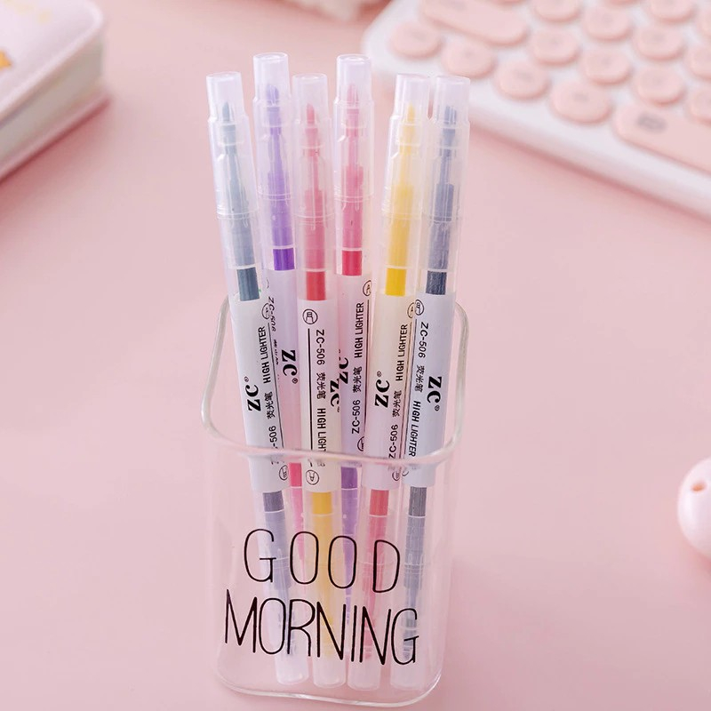 

Stabilo Panjang 2 Sisi Isi 6pcs Warna -Warni Pensil Penanda Tulisan Double Side Highlighter 2in1 Multicolor