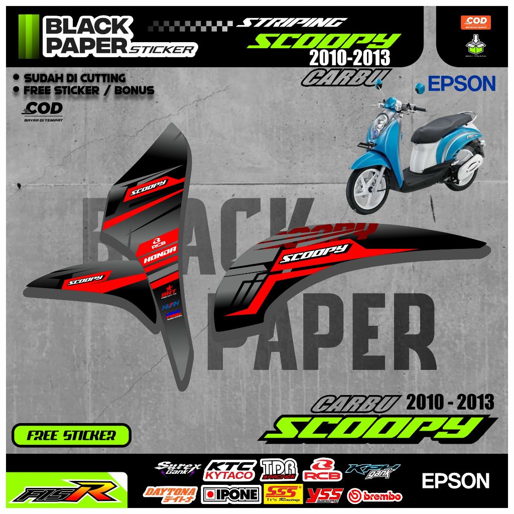 Striping Scoopy Karbu 2010 - 2013 stiker sticker setiker list variasi motor honda scoopy scoopi karb