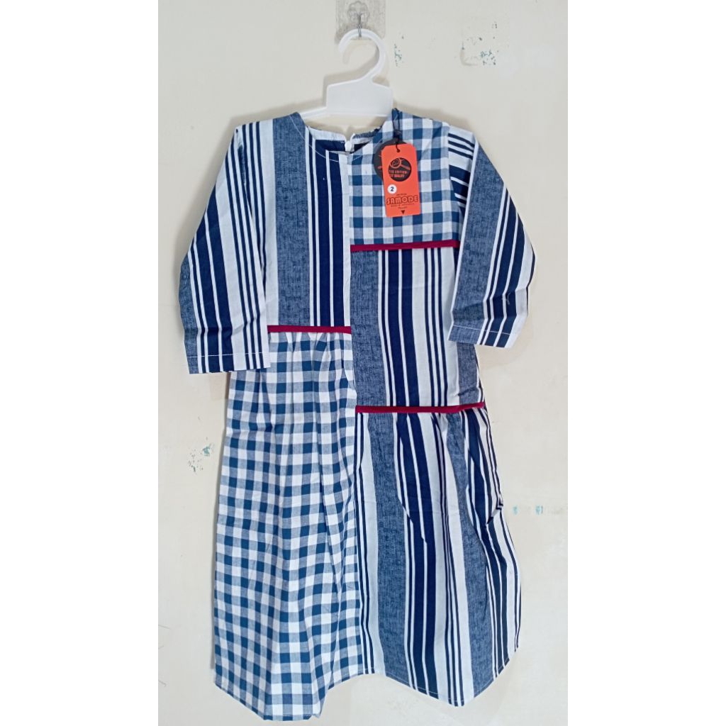 Gamis anak perempuan bahan katun gamis anak samode gamis kota salur biru