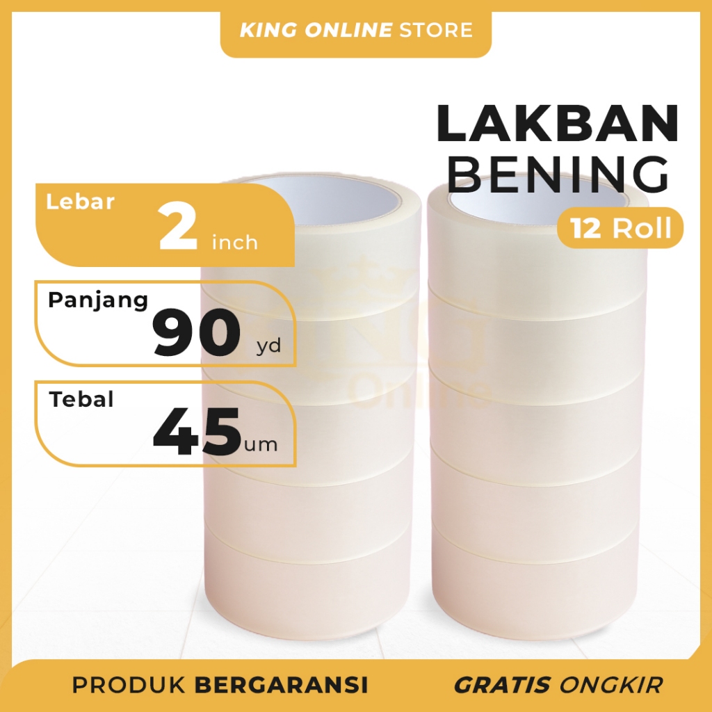 

12 Pcs Lakban Bening 48 MM X 90 Yard ECO 2 Slop / Isolasi Tebal Kuat / ISOLASI ONLINE TAPE OPP