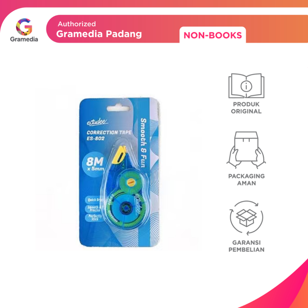 

Gramedia Padang - Estudee Correction Tape Smooth&Fun Blue Es-802