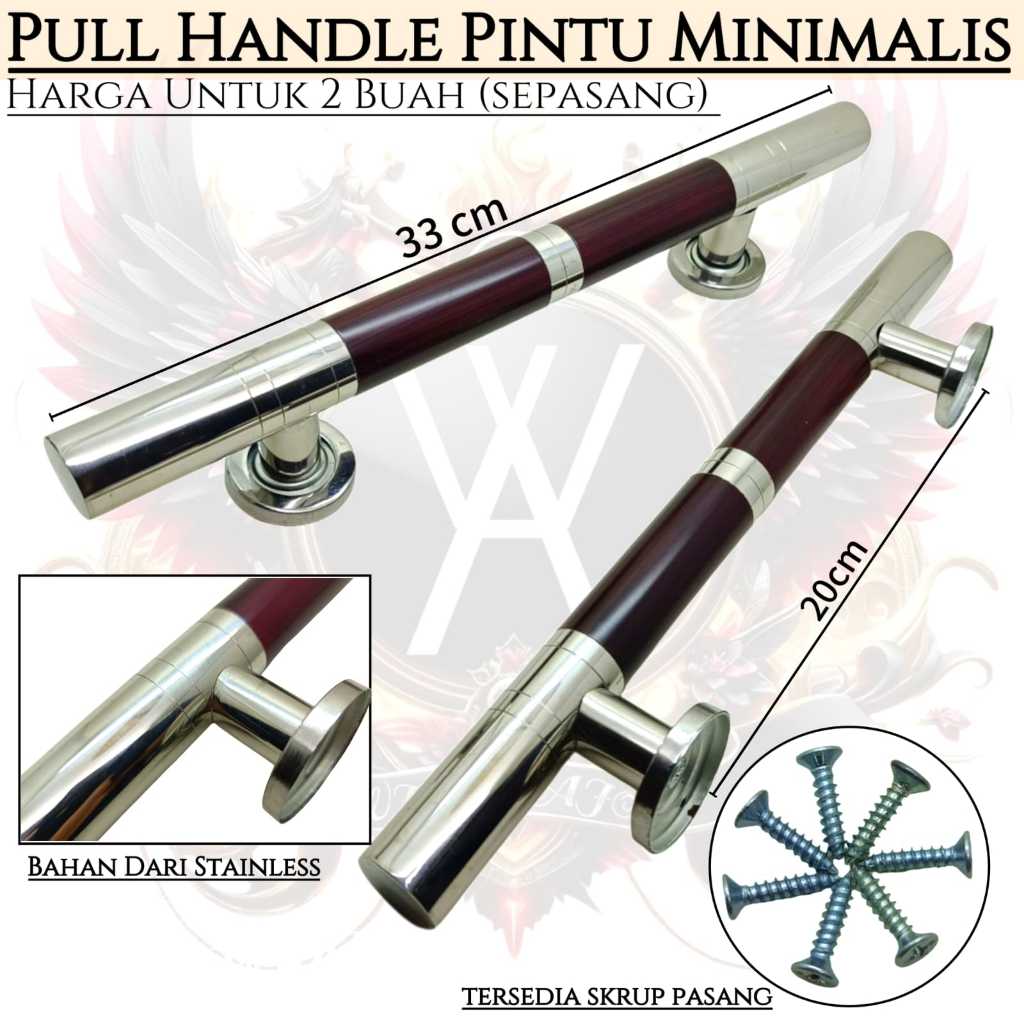 Pull Handle Pintu Minimalis gagang pintu 2 pintu kupu-kupu bulat stainless coklat kemerahan