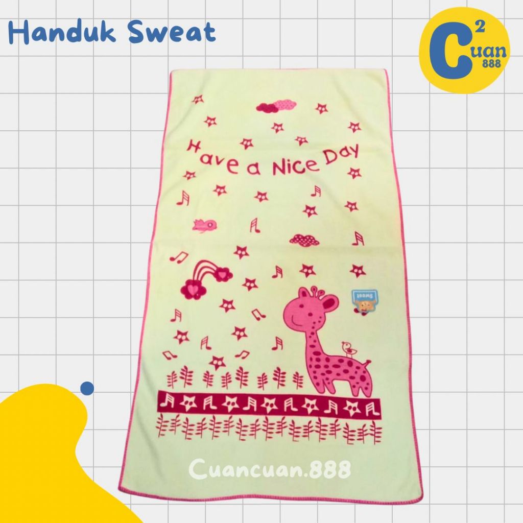 Handuk Anak Baby Sweat Bayi Baru Lahir Bahan Suede Lembut Adem Halus Jerapah Nyerap Serap Air