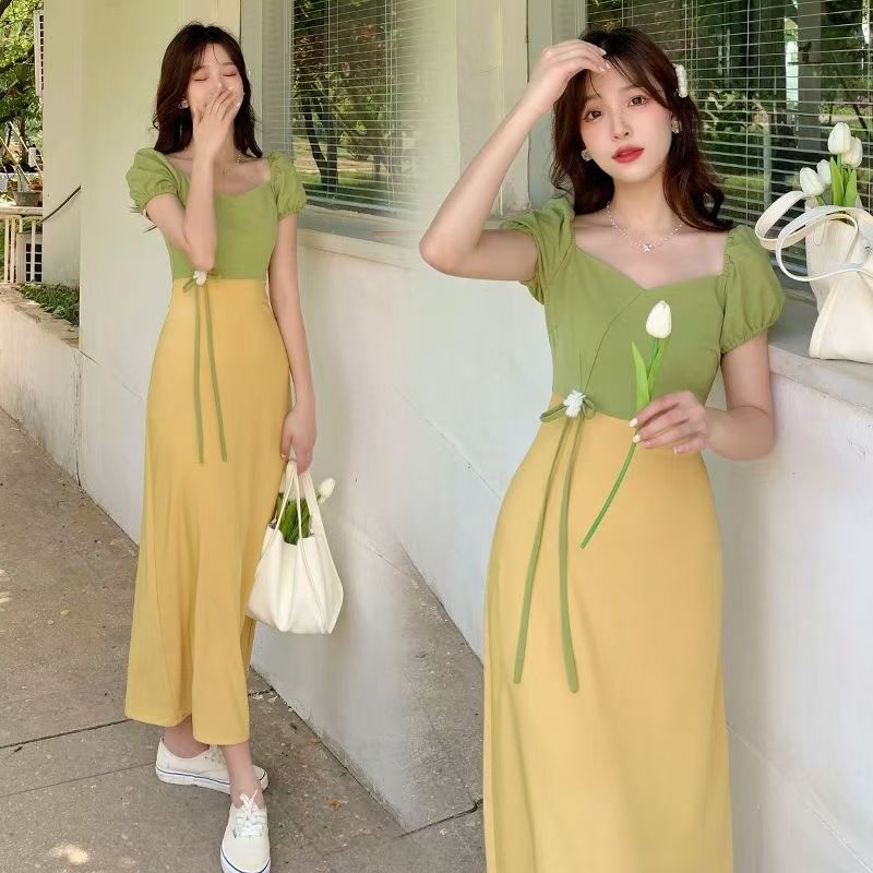dress vintage korea musim panas bahan chiffon dress vintage korean style dress vintage korea dress v