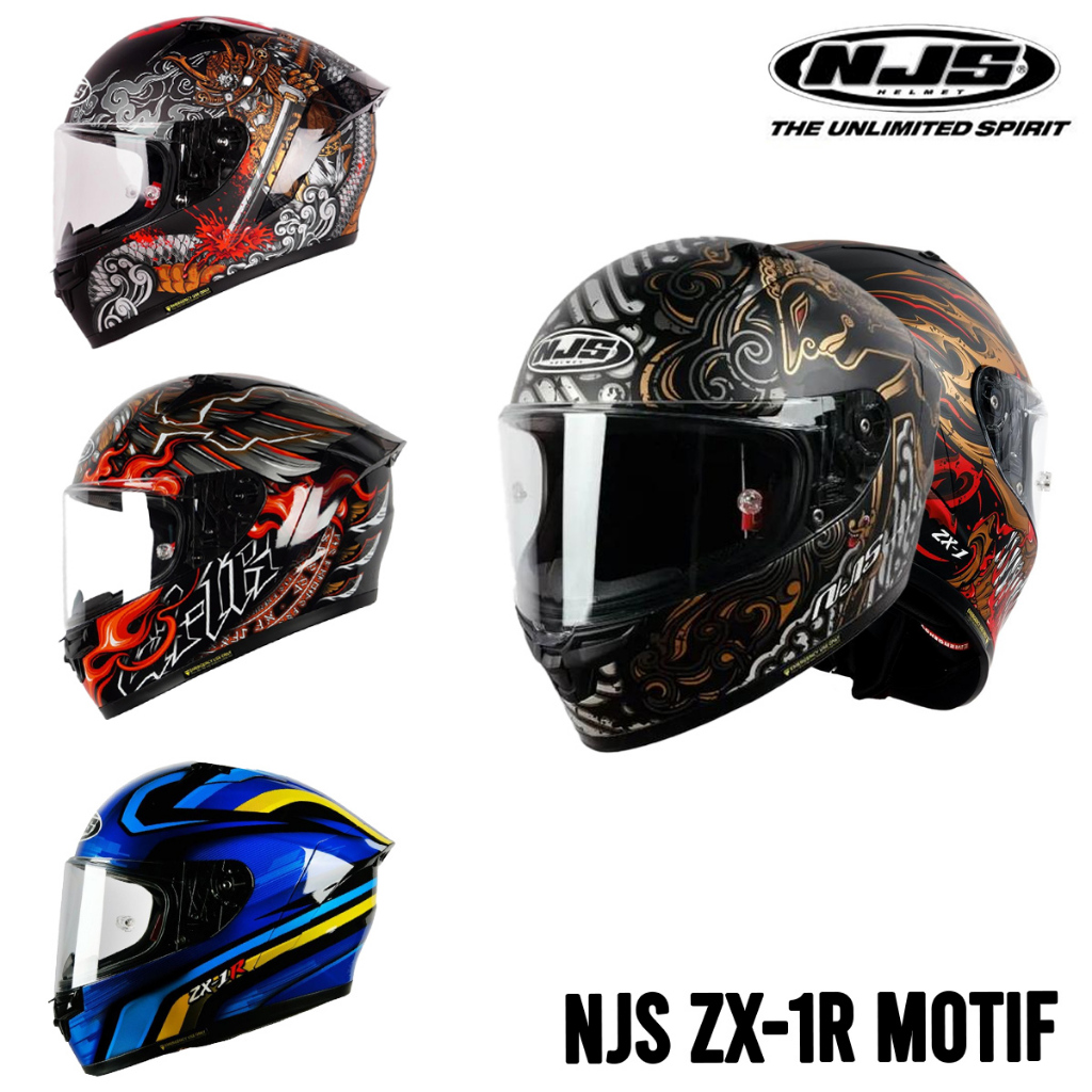 Helm NJS ZX-1R Motif Full Face Motorcycle Helmet