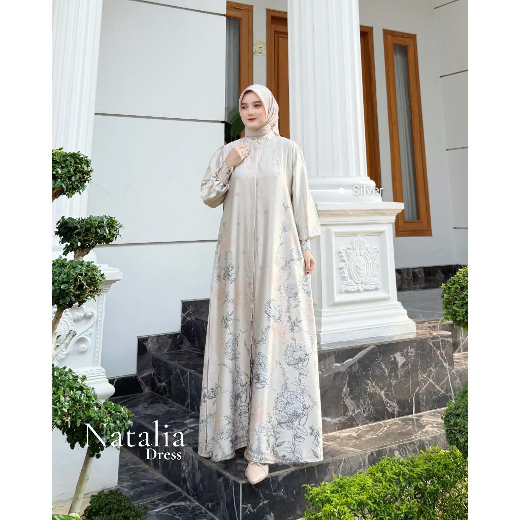 PREMIUM FARAZ LABEL - NATALIA DRESS PAKAIAN MUSLIM WANITA DRESS ARMANY SILK GAMIS MOTIF PRINTING