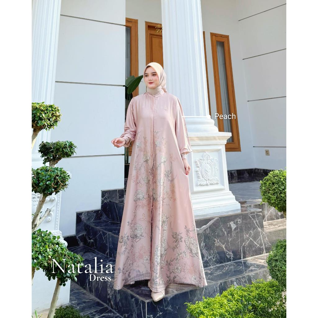 HOT Faraz Label - NATALIA DRESS Pakaian Muslim Wanita Dress Armany Silk Gamis Motif Printing Dress