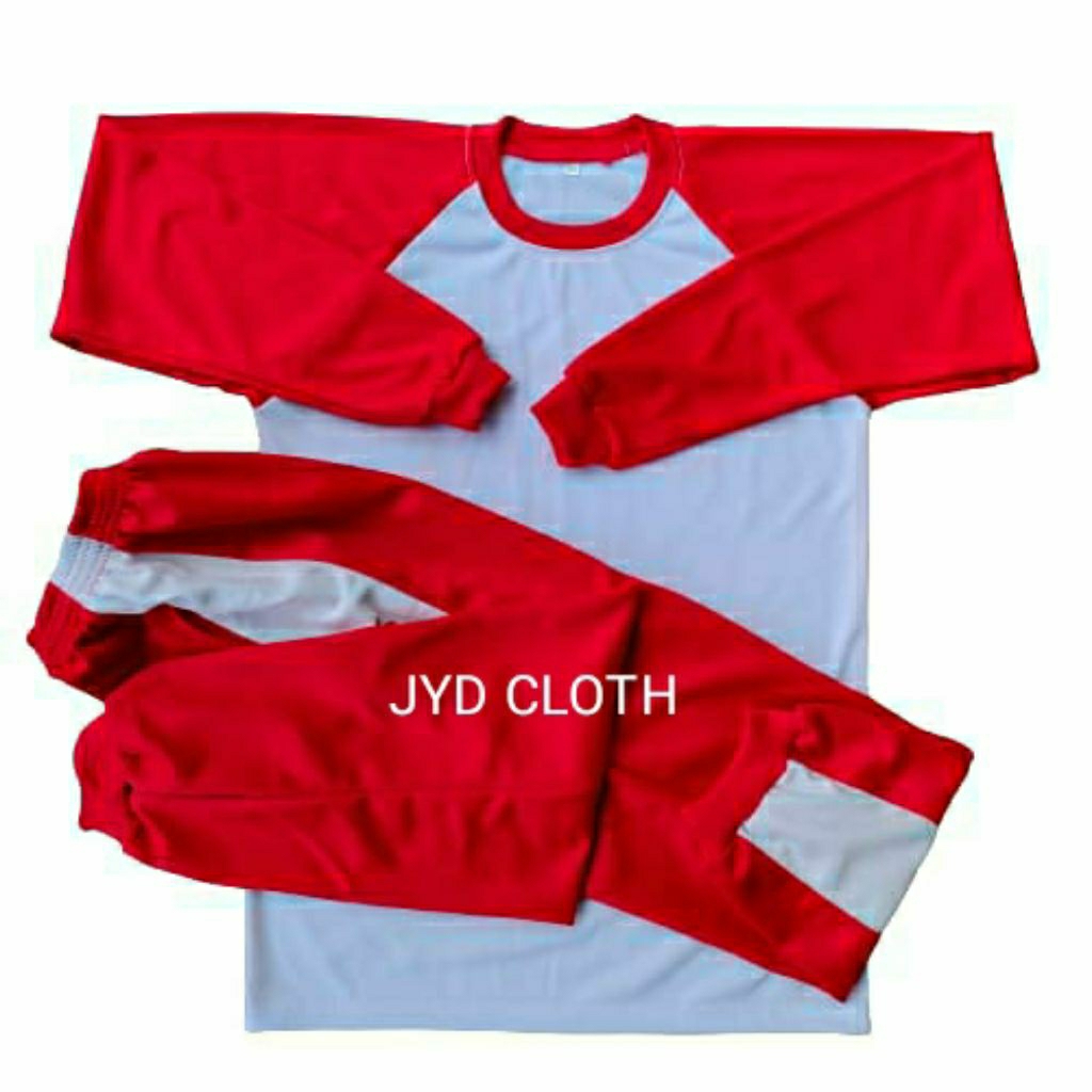 setelan kaos olahraga TK/SD/SMP/SMA warna putih merah