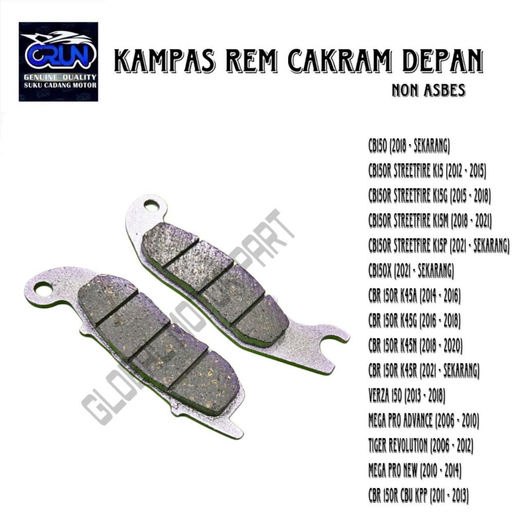 Dispad Kampas Rem Cakram Depan Honda Megapro New Tiger Revo Verza CB150 CB150R CBR150R CB150X