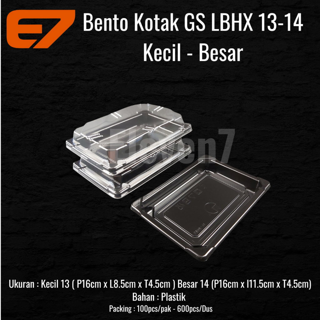 Lunch Box Plastik LBHX 13-14 - Bento Box, Sushi Tray, Plastic Lunch Box (10pcs)