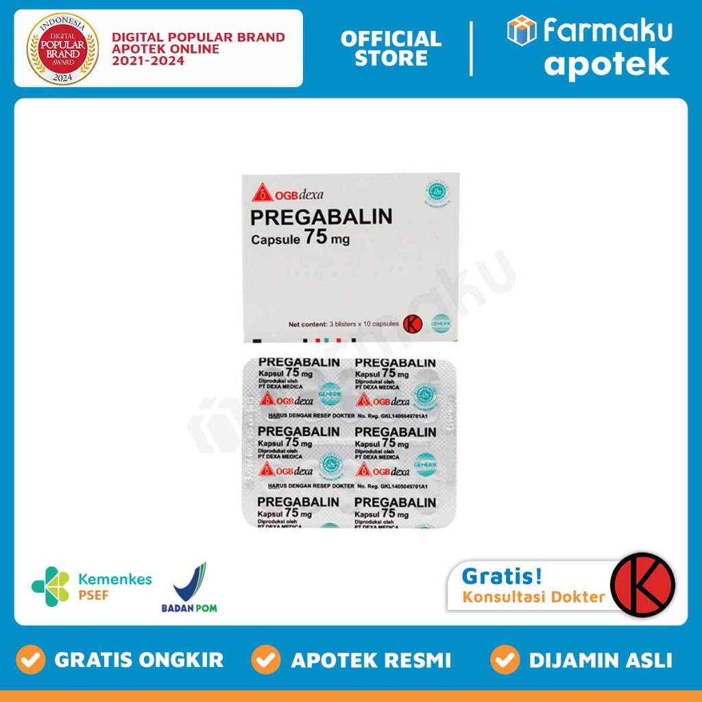 Pregabalin 75 mg Dexa Blister  10 kapsul  - ASB