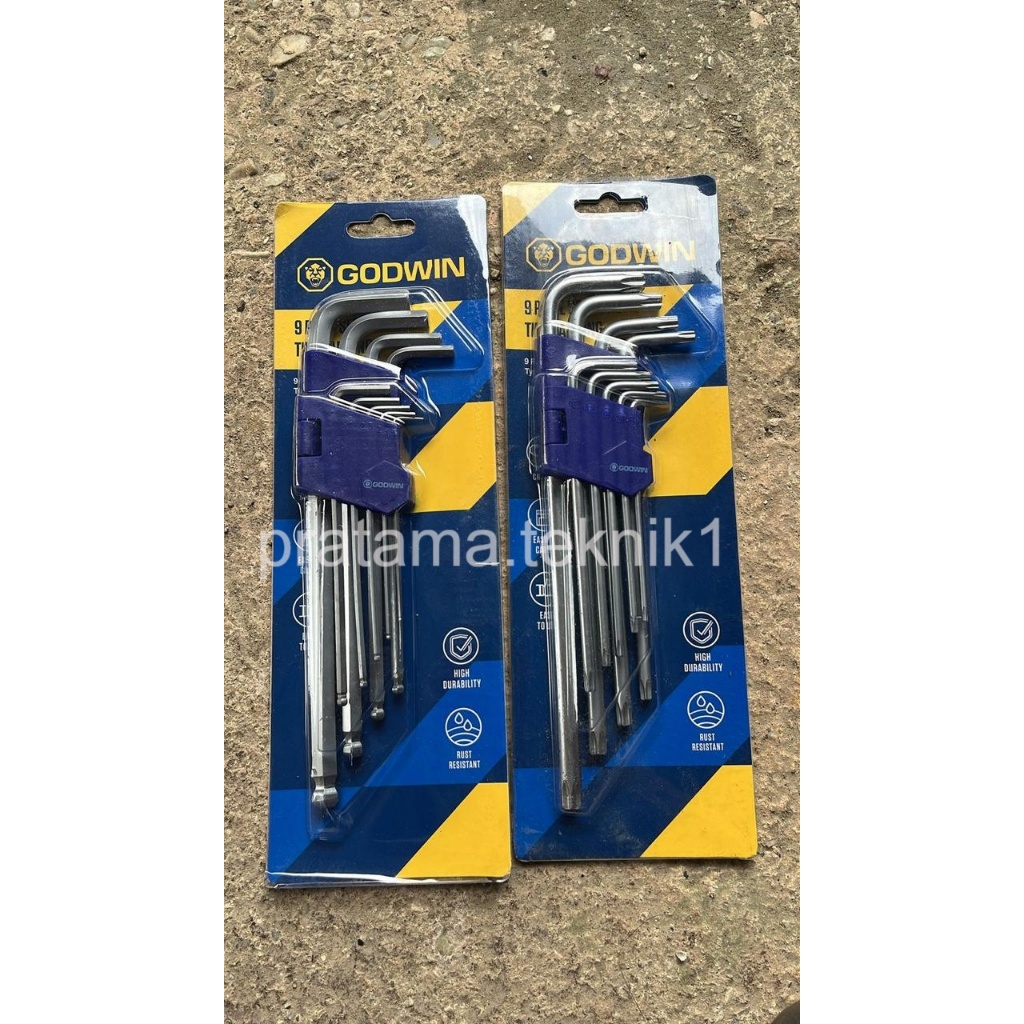 Kunci L set 9pcs Panjang Godwin hex ball & Bintang