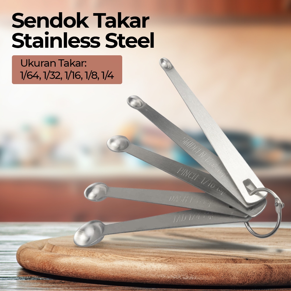 Sendok Takar Teh Stainless Steel Measuring Spoon 5 PCS / Sendok Takar 1 Set Stainless Sendok Ukur Ta