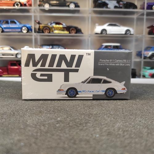 Mini GT 715 Porsche 911 Carrera RS 2.7 Grand Prix White with Blue Livery