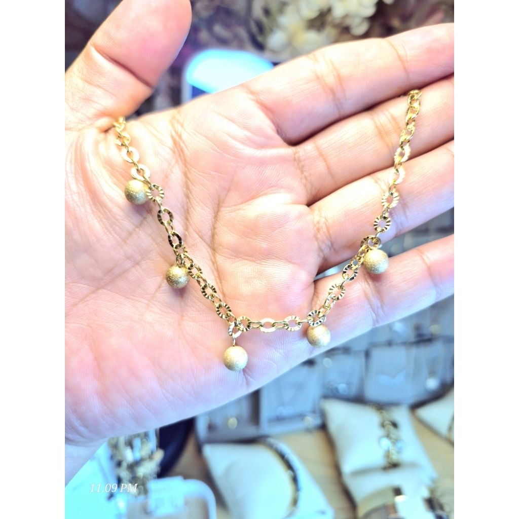 GELANG BOLA BOLA CANTIK WARNA EMAS ASLII