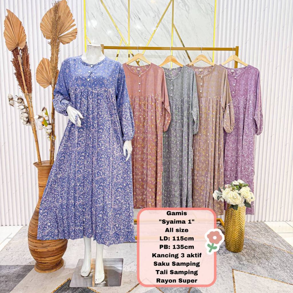 Alizta Gamis Busui Rayon Batik Pekalongan Homedress Homewear Busana Muslimah