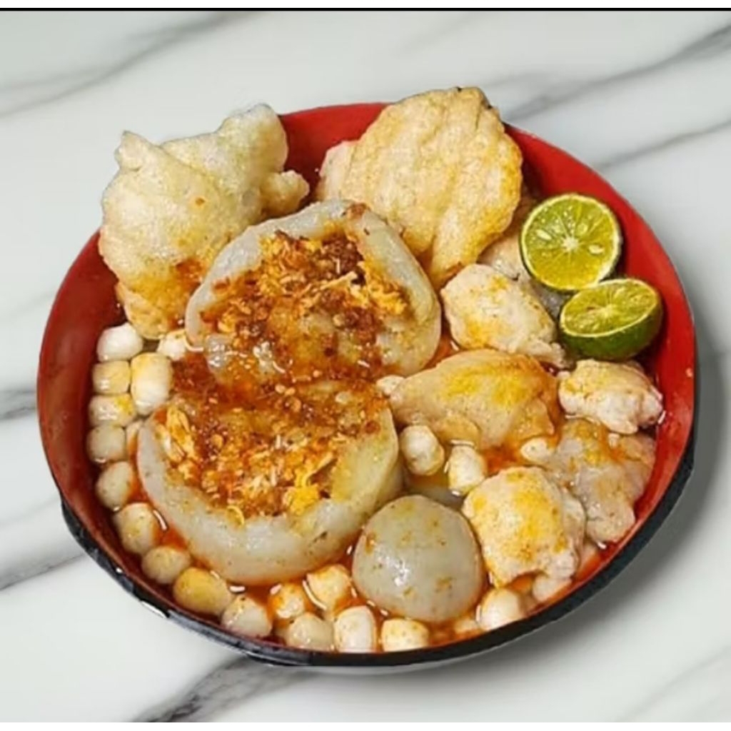 

paket 10 bungkus baso Aci ayam suwir jumbo brutal enak pedas komplit bumbu harga reseller