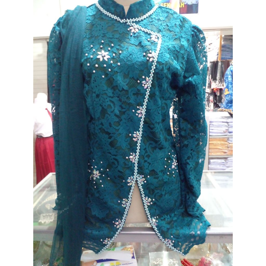 KEBAYA WISUDA WANITA MODEL MODERN BRUKAT BAJU BROKAT PAKAIAN CEWEK ATASAN SET ROK PLISKET MURAH