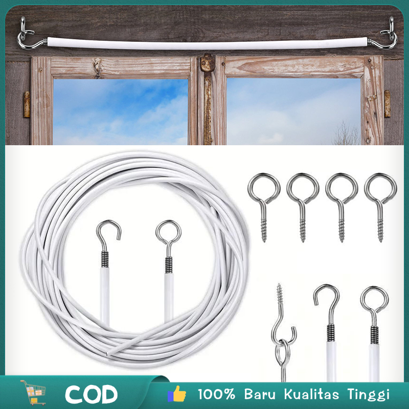 10m Tali Spiral Kawat Gorden Kawat Gorden Kolong Dapur Dan Hook Kait Kawat Spiral Gorden