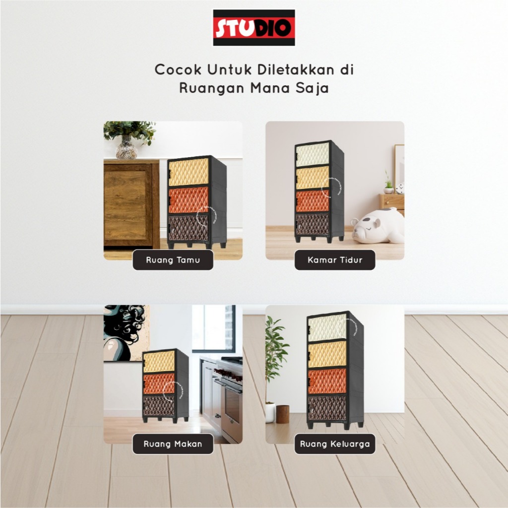 Akako - Lemari Pakaian Plastik Swing Catur 1 Pintu Diamond Dan Polos Susun 2, 3, 4 Dan 5