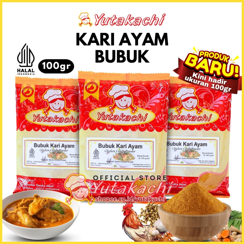 

Kari Ayam Bubuk 100 gram Yutakachi / Indian Chicken Curry Powder / Bubuk Kare Halal