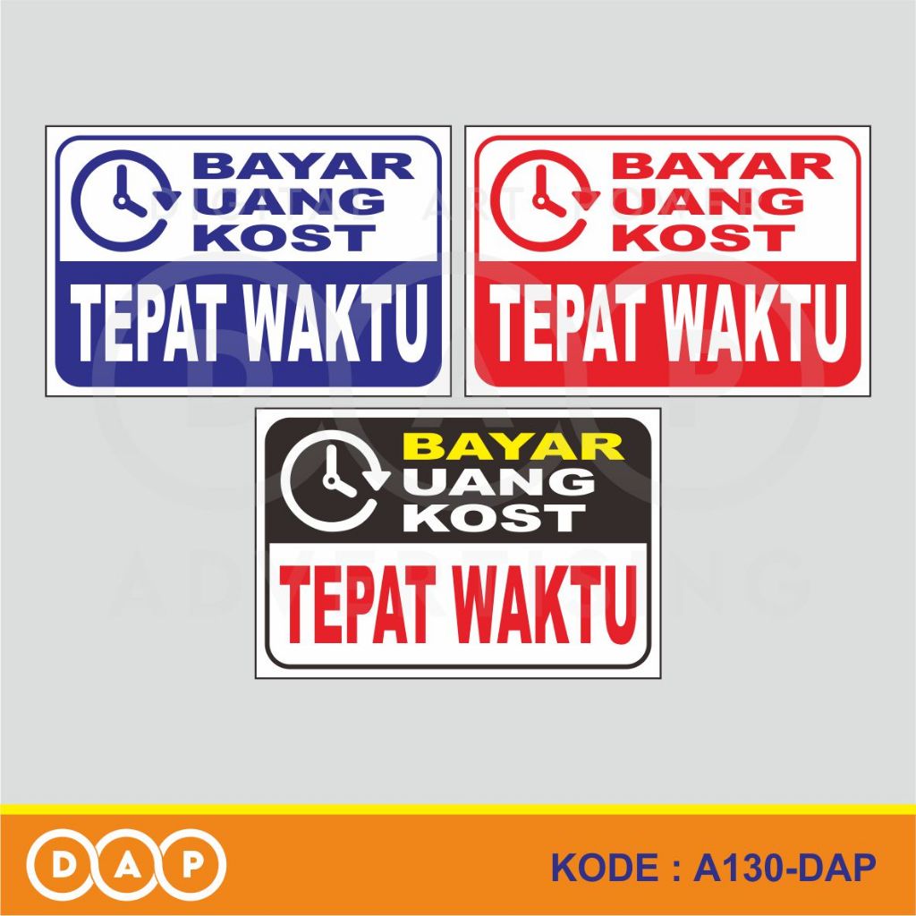 

A130 - Acrylic Sign, Stiker Akrilik Bayar Uang Kos Tepat Waktu, Tahan Air, dan Bisa Custom
