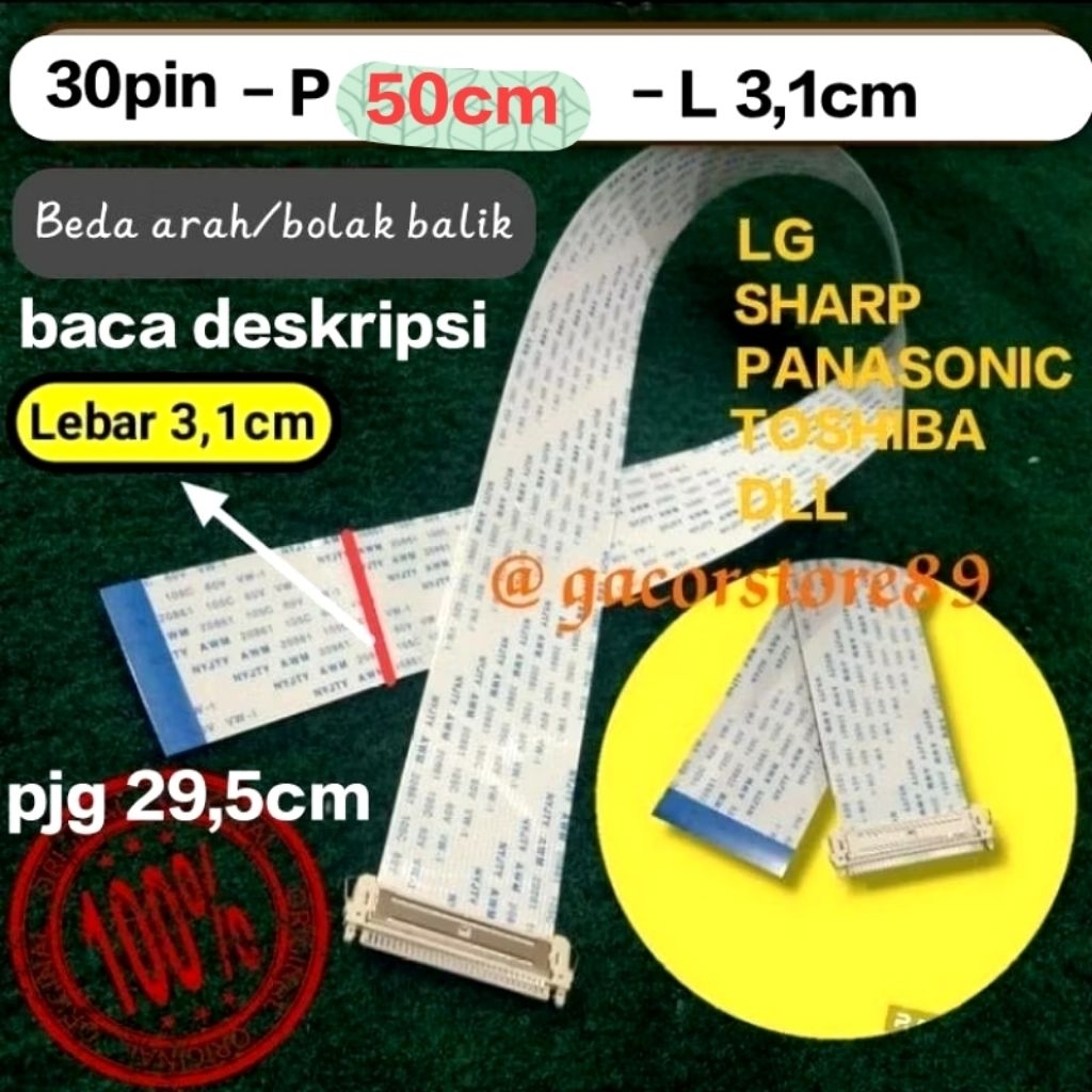 beda arah ,kabel fleksibel lvds hd 30 pin 30pin beda arah , bolak balik  tv Sharp LG