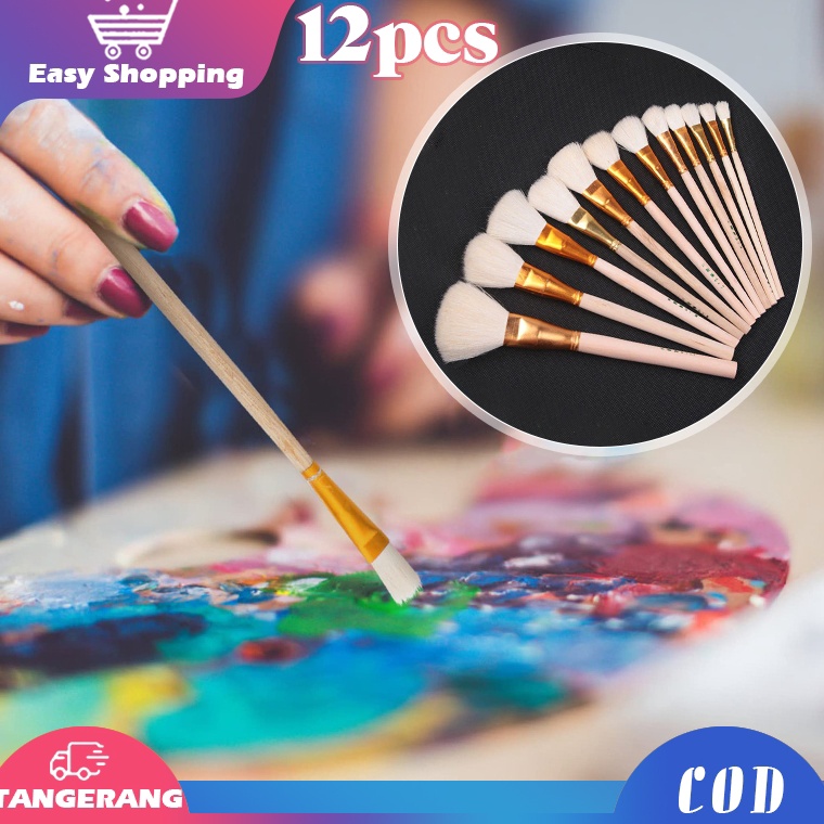 

12pcs Kuas Bulu Domba Kuas Kayu Kue Kuas Kue Kering Pastry Brush Kuas Olesan Mentega KODE S1B8