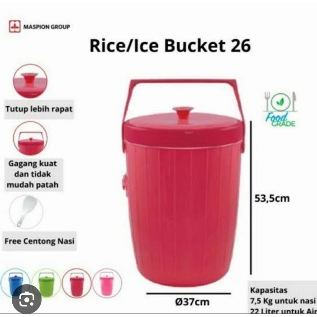 Rice/ice bucket 26 liter (maspion/pup)/Termos nasi, es Maspion 26 Liter/Termos es, nasi PUP 26 liter