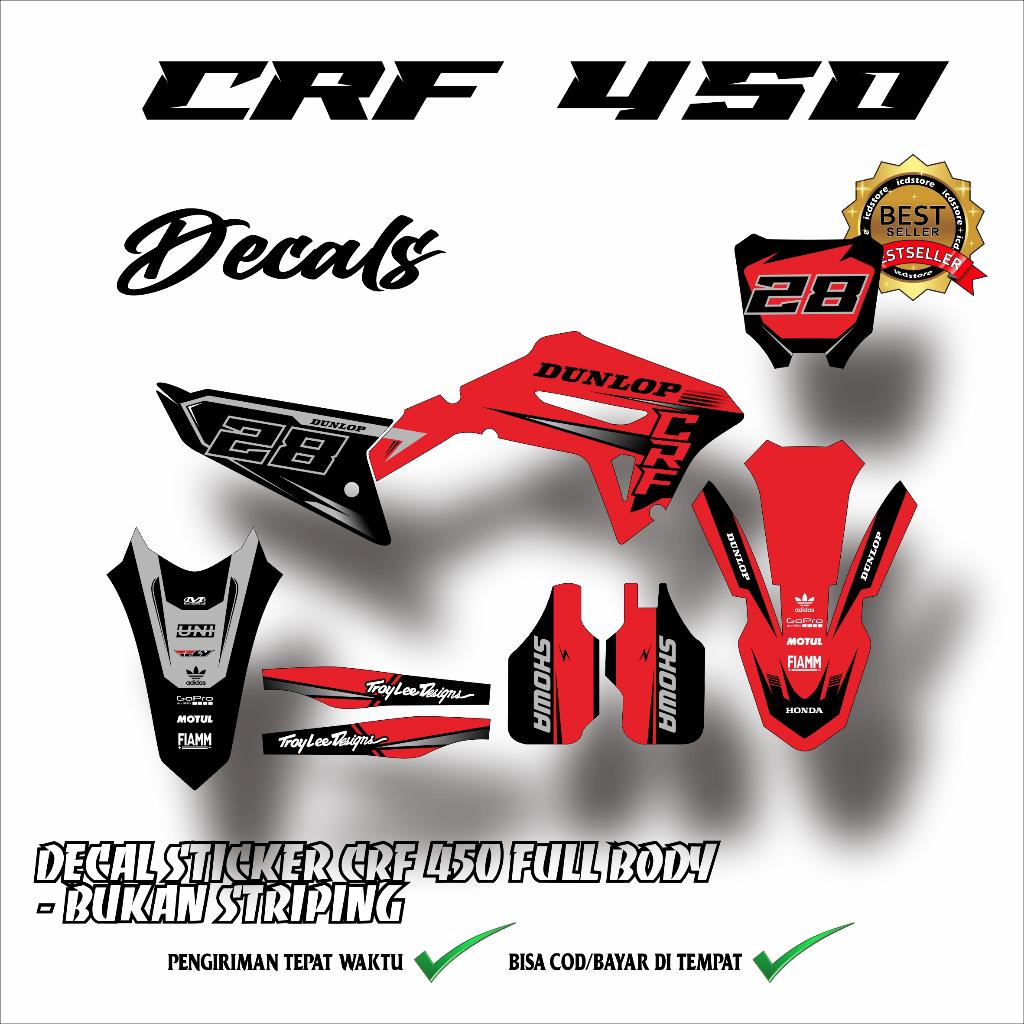 STIKER CRF 450 GRAFIS RED BLUE / DECALS CRF 450
