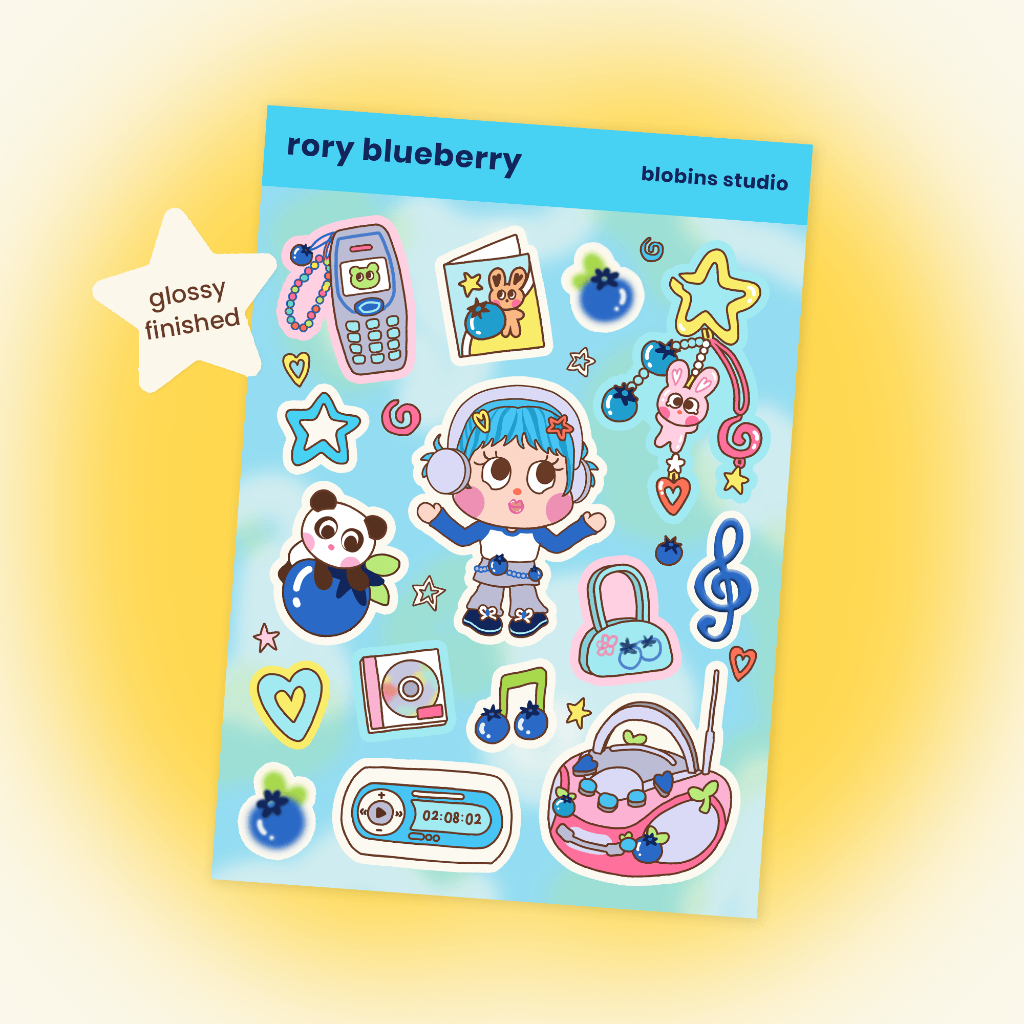 

Rory Blueberry A6 Sticker Sheet