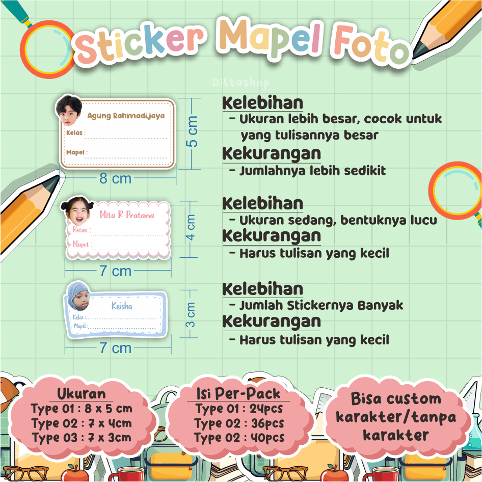 

STICKER MATA PELAJARAN CUSTOM FOTO - Stiker Label Nama - Stiker Nama - Stiker Buku - Sticker Label